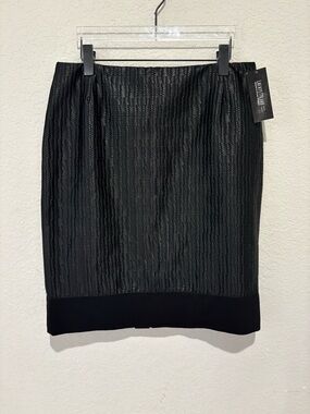 Lafayette 148 New York Black Woven Textured Satin Pencil Skirt